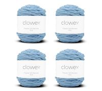 5mm Polyester Soft Macrame Cord, 4 Balls x 180 ft / 60 yds Braided Colored Craft Rope, 100% Polyester Crochet Yarn for Bag, Purse, Basket, placemat, Runner, Coaster (4, 1214-Baby Blue)