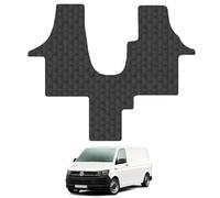 5mm Rubber Floor Mats for the VW Transporter T5 (2003-2015) [for models with single front passenger seat] - Custom Van Accessory Tailored fit Heavy-Duty, Waterproof & Anti-Slip Work Mats with Clips