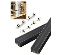5mm s Sliding Door TrackAluminum Dual Channel Sliding System with Rollers Kit for SmoothIdeal for Boohelf Display Case & Wardrobe (160cm)