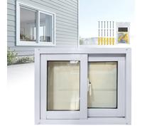 5mm Tempered Glass Basement Window with Lock and Screen, Aluminum Slider Replacement for Shed Bathroom Garage(White,95x25cm)