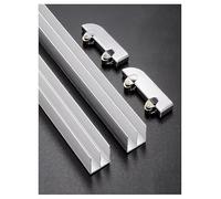 5mm Thick Glass Sliding Door Hardware Kit - Double U-Channel Aluminum Track with Rollers for Display Cabinet Closet Wardrobe(130cm/51in)
