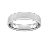 5mm Traditional Court Heavy Polished Chamfered Edges With Matt Centre Wedding Ring In 18 Carat White Gold - Ring Size T