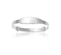 5MM Wide Engraved / Embossed Scalloped Victorian Foliate Pattern Expanding / Expandable / Adjustable ID Bangle Bracelet for Baby/Child/Children/Women - 925 Sterling Silver - Size: WOMEN