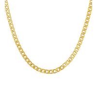 5MM Wide Men's Gold Plated Curb Link Figaro Flat Chain Necklace for Men Women with 18K Stamp 28"