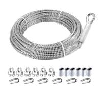 5mm Wire Rope Kit, 23M Stainless Steel Wire Cable with Loops, Clips & Thimble, Heavy-Duty Steel Cable for Zipline, Deck Railing, Boat Lifts