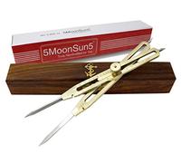 5MoonSun5's Artist Proportional Scale Divider Drawing Tool Professional 9” Long Solid Brass with Heavy Duty Steel Point Executive Promotional drafting gift with Wooden box great tool for art projector
