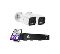 5MP 8CH Home Security Camera System, 2PCS Wired PoE IP Cameras Outdoor with Person/Vehicle Detection, 4K 8CH NVR with 2TB HDD, Spotlight Siren, 24/7 Recording, 2-Way Talk