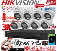5MP Hikvision 3K COLORVU CCTV Home Audio Mic CAMERA SYSTEM DVR + HDD IP67 Bundle