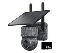 5MP Solar Hunting Camera 4G SIM Wireless PTZ Camera With Solar Panel Two Way Audio Outdoor Waterproof Wildlife Trail Camera(5MP 4G Camera Add 64GB Card)