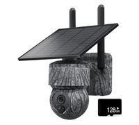 5MP Solar Hunting Camera 4G SIM Wireless PTZ Camera With Solar Panel Two Way Audio Outdoor Waterproof Wildlife Trail Camera(5MP 4G Camera Add 128GB Card)