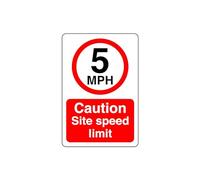 5mph caution site speed limit- High tack self-adhesive sticker (150mm x 100mm) Ensures safety within 4m viewing distance, promoting road safety.
