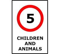 5mph Children and Animals | 30cm x 20cm | Red/White - PVC Plastic Sign for Residential Areas, Parks, Private Roads, Pedestrian Safety Zones | UK-Made with Renewable Energy