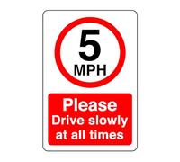 5mph please drive slowly at all times- 1.2mm Rigid plastic high-visibility and durability for indoor/outdoor usage (400mm x 300mm) Ensures Safety Within 14m Viewing Distance.