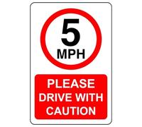 5mph Please drive with caution- 3mm Aluminum Dibond high-visibility and durability for indoor/outdoor usage (200mm x 150mm) Ensures Safety Within 5m Viewing Distance.