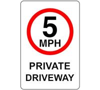 5mph private driveway Safety Sign- 3mm Aluminum Dibond high-visibility and durability for indoor/outdoor usage (300mm x 200mm) Ensures Safety Within 7m Viewing Distance.