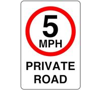 5mph private road speed limit sign- 3mm Aluminum Dibond high-visibility and durability for indoor/outdoor usage (200mm x 150mm) Ensures Safety Within 5m Viewing Distance.