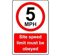 5mph site speed limit must be obeyed safety sign - 1mm Plastic sign (600mm x 400mm)