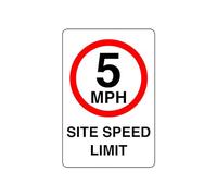 5mph site speed limit sign - 1.2mm Rigid plastic high-visibility and durability for indoor/outdoor usage (150mm x 100mm) Ensures Safety Within 3m Viewing Distance.
