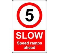 5mph slow speed ramps ahead safety sign - 1mm Plastic sign (400mm x 300mm)