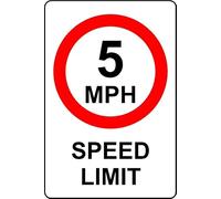 5mph Speed Limit Safety Sign - Self Adhesive Sticker (400mm x 300mm)
