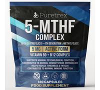 5MTHF Complex Quatrefolic LMethylfolate B9 B12 Biotin Vegan 120 Capsules