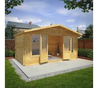5mx3m Mercia Retreat Log Cabin - 44mm Logs - UPVC Windows and Door - Grey