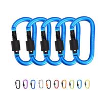 5P Carabiner Clip Locking Carabiner, 7.8cm/3inch Lake Blue Aluminum Alloy D-Ring Carabiners Key Locking Key Chain Clip Hook for Camping, Hiking, Traveling, Fishing, Backpack Keychains Keyring Outdoor