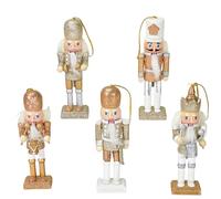 5p Wooden Christmas Nutcracker Soldiers,Mini Figures Christmas Nutcracker Soldier Ornament 12CM,Hanging Ornaments Traditional Nutcracker Soldier Puppet Nutcracker Toy Gift for Kids Classic Xmas Decor