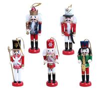 5p Wooden Christmas Nutcracker Soldiers,Mini Figures Christmas Nutcracker Soldier Ornament 12CM,Hanging Ornaments Traditional Nutcracker Soldier Puppet Nutcracker Toy Gift for Kids Classic Xmas Decor