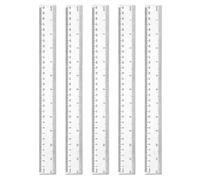 5Pack 30cm Thick Clear Plastic Ruler 12 Inches Shatter Resistant Metric Transparent Straight Measuring Ruler Tool (30CM)