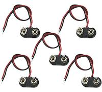 5Pack 9V Battery Snap Connector 9 Volt Battery Clips Connector Buckle Plastic Housing, T-type
