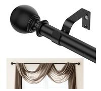 5Pack Black Curtain Pole for Windows,160-200cm Curtain Poles Set with Sturdy Metal Window Curtain Rod, Easy Install Decorative Curtain Pole for Bedroom, Living Room