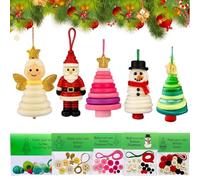 5Pack Button Christmas Tree Ornament Kit, DIY Christmas Button Ornament Making Set, Buttons Snowman Handmade Kit with C-hristmas Snowman/Santa/Angel, Gif-t for Xm-as Tree Hanging Decorations