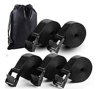 5Pack Cam Buckle Tie Down Straps, 1" x 8 ft Heavy Duty Lashing Secure Strap Adjustable Black Pull Cinch Strap for Kayak, Cargo, Luggage, Bicycles,Truck, Car Roof Rack, Moving