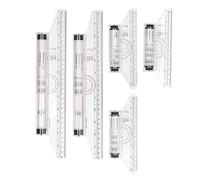 5Pack Clear Parallel Rolling Ruler Set - 15cm & 30cm Transparent Plastic Measuring Roller with Builtin Formulas for Students, Artists and Designers