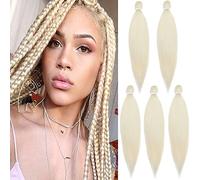 5Pack EZ Hair Braids Pre Stretched Braiding Hair Professional Hair Yaki Synthetic Hair Extensions Bleach Blonde
