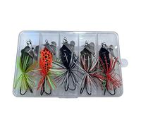 5Pack Floating Frogs Lures with Spinner Swords and Double Hook Realistic Swimming Action for Predators Fishing Hollows Body Frogs Baits