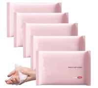 5Pack Luxury Individually Wrapped Portable Travel Hand Wet Wipes; 50 Count Sensitive Skin Hand and Face Wipes; Personal Cleansing Pocket Wipes for Travel,Restaurant,Office,Outdoors