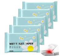 5Pack Luxury Individually Wrapped Sensitive Skin Disposable Wet Toilet Paper; 50 Count Personal Hygiene Travel Toilet Wet Wipes; Flushable Adult Toilet Wipes for Home,Travel, Daily Use