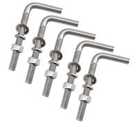 5Pack M8x150mm L Shaped Foundation Bolts Kit Heavy Duty 304 Stainless Steel Right Angle Foundation Anchor Bolts Square Screws with washers and Nuts