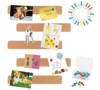 5Pack Pin Boards, Felt Pin Board Strips with 35 Push Pins, Self Adhesive Bulletin Board Strips, Notice Board Strips Paste Notes, Collections, Photos, Schedules (Brown)