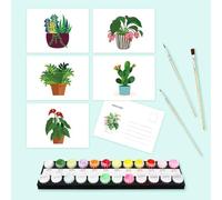 5Pack Retro Cocktail Paint by Numbers Kit,Paint by Numbers Greeting Card for Adults with 3 Brushes,DIY Acrylic Watercolor Oil Painting by Number On Canvas Without Frame for Home Wall Decor