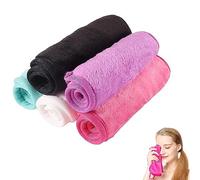 5Pack Reusable Make Up Remover Cloth Flannel Face Cloths Face Wipes Microfibre Face Cloth Suitable for Sensitive Skin Towel Washable 5 Colors (Black+Violet+Cherry Red+Green+White)
