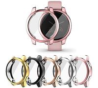 [5Pack] RICHONE Compatible with Garmin Vivoactive 4S / Venu 2S 40mm Screen Protector Case, Soft TPU Cover All-Around Shockproof Bumper Frame (Black+Silver+Gold+Pink+Rose Gold, 40mm)