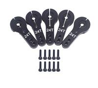 5Pack Share Goo Aluminum 24T Servo Horn M3 Threads Motors Steering Arm Compatible with Hitec Servo Motor RC Car Truck Buggy Airplane (Black)