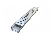 5Pack Slim Plastic Channel Drain Kit with Galvanized Steel Grating Drainage Channels for Effective Soakaway & Stormwater Management