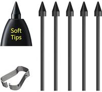 【5Pack Soft Tips】 OEM S24 Ultra Pen Tips,Nibs Replacement for Samsung Galaxy Tab S8/S8+,S9/S9+/S9 Ultra/S9 FE All Verison Stylus S Pen Replacement Tips/Nibs+Tweezers (5Pcs Soft Tips-Black)