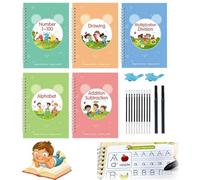 5Pack Tracetrek Workbook Fast-Track Young Minds,Reusable Magic Grooved Writing Practice Books,Grooved Handwriting Book Practice,Tracetrek Workbook Kit for Repeated Writing Training Pen Control Ability