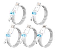 5pack USB A to C Cable【5 * 1M】 Fast Charging 6A Quick Charger Cord, Compatible with iPhone 17/16/15,Samsung Galaxy S10 S9 S8 Plus, Note 10 9 8, LG V50 V40 G8 G7 (White)