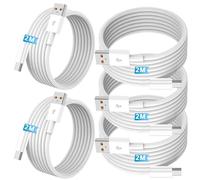 5pack USB A to C Cable【5 * 2M】 Fast Charging 6A Quick Charger Cord, Compatible with iPhone 17/16/15, Samsung Galaxy S10 S9 S8 Plus, Note 10 9 8, LG V50 V40 G8 G7 (White)